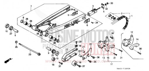 GABEL, HINTEN/ANTRIEBSKETTE (3) CR250RG de 1986